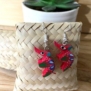 Hand-Made Alebrije "Armadillo" Earrings W/Palm Box